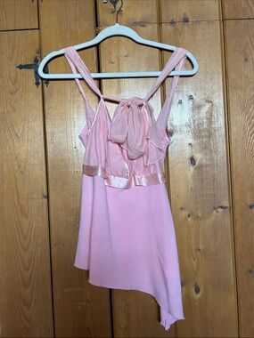 Arden B Pink Asymmetrical Chiffon Tank Top